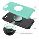 Wholesale iPhone 8 Plus / 7 Plus / 6S Plus / 6 Plus Glossy Pop Up Hybrid Case with Metal Plate (Mint Green)